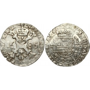 Spanish Netherlands BRABANT Patagon 1685 Brussels. Charles II (1665-1700). Obverse: St. Andrew's cross; crown above...