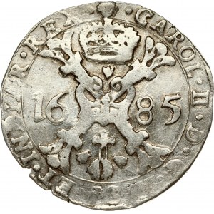 Spanish Netherlands BRABANT Patagon 1685 Brussels. Charles II (1665-1700). Obverse: St. Andrew's cross; crown above...