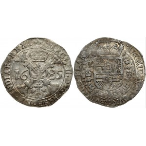 Spanish Netherlands FLANDERS 1 Patagon 1685 Charles II(1665-1700). Obverse: St. Andrew's cross; crown above...