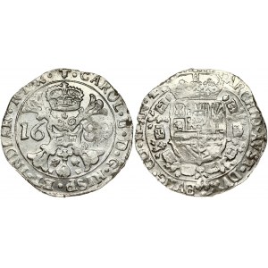 Spanish Netherlands FLANDERS 1 Patagon 1689 Charles II(1665-1700). Obverse: St. Andrew's cross; crown above...