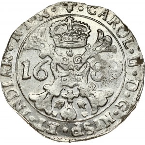 Spanish Netherlands FLANDERS 1 Patagon 1689 Charles II(1665-1700). Obverse: St. Andrew's cross; crown above...