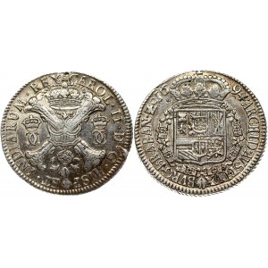 Spanish Netherlands BRABANT Patagon 1694 Brussels. Charles II (1665-1700). Obverse: St. Andrew's cross; crown above...