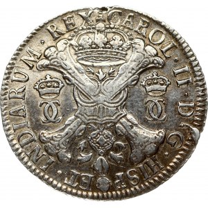 Spanish Netherlands BRABANT Patagon 1694 Brussels. Charles II (1665-1700). Obverse: St. Andrew's cross; crown above...