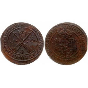 Sweden 1 Ore Copper (1646) MDCXLVI Christina (1632-1654). Obverse: Crowned ornamented shield of Sweden. Reverse...