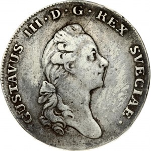 Sweden 1 Riksdaler 1780 OL Gustaf III(1771-1792). Obverse: Head right. Reverse...