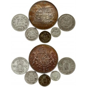 Sweden 10 - 50 Öre & 50 Kronor (1857-1976) Obverse: Monogram within crowned shield; flanked by 3 crowns. Reverse: Value...