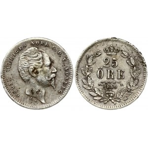 Sweden 25 Öre 1859 ST Oscar I(1844-1859). Obverse: Head right. Obverse Legend: OSCAR SVERIGES... Reverse...