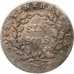 Switzerland GENEVA 6 Sols 1797 Obverse: Arms within circle. Obverse Legend: • GENEVE REPUBLIQUE • LAN' IV • DEL...