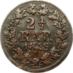 Switzerland FREIBURG 2-1/2 Rappen 1846 BEL Obverse: Pointed shield within sprigs. Reverse: Value; date within wreath. ...