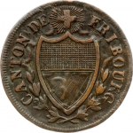 Switzerland FREIBURG 2-1/2 Rappen 1846 BEL Obverse: Pointed shield within sprigs. Reverse: Value; date within wreath. ...