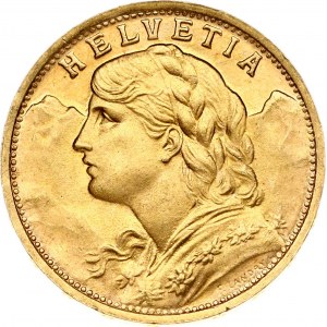 Switzerland 20 Francs 1935 LB Obverse: Young head left. Obverse Legend: HELVETIA. Reverse...