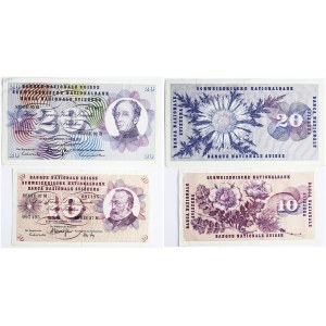 Switzerland 10 - 20 Francs 1973 Banknotes. Obverse Lettering: BANQUE NATIONALE SUISSE SCHWEIZERISCHE NATIONALBANK BANCA