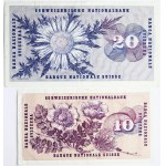 Switzerland 10 - 20 Francs 1973 Banknotes. Obverse Lettering: BANQUE NATIONALE SUISSE SCHWEIZERISCHE NATIONALBANK BANCA