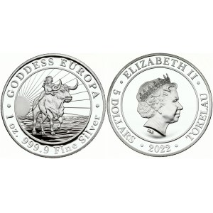 Tokelau 5 Dollars 2022 Elizabeth II (1952-). Obverse: The Effigy of HM Queen Elizabeth II. Reverse: Europa on the Bull...