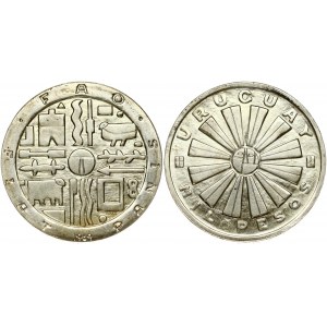 Uruguay 1000 Pesos 1969So Obverse: Stylized radiant sun with face. Reverse: Assorted stylized designs within circle...