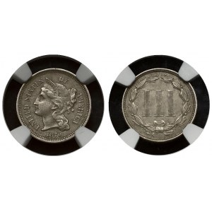 USA 3 Cents 1870 'Three Cent Nickel'. Obverse: Female portrait left; date below. Lettering...