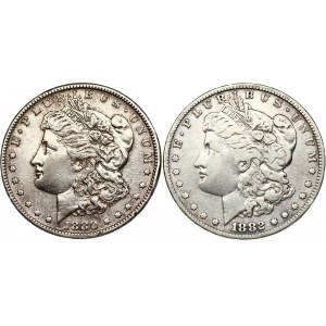 USA 1 Dollar 1880S & 1882 'Morgan Dollar' San Francisco & Philadelphia. Obverse: Liberty head; facing left. Lettering...