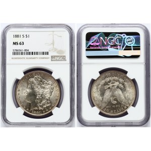 USA 1 Dollar 1881 S 'Morgan Dollar' San Francisco. Oberse: Liberty head; facing left. Lettering...