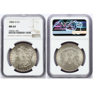 USA 1 Dollar 1884 O 'Morgan Dollar' New Orleans. Obverse: Liberty head; facing left. Lettering: E·PLURIBUS·UNUM LIBERTY...