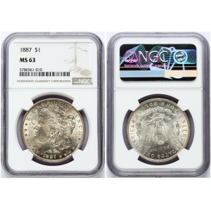 USA 1 Dollar 1887 'Morgan Dollar' Philadelphia. Obverse: Liberty head; facing left. Lettering: E·PLURIBUS·UNUM LIBERTY...