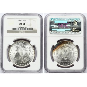 USA 1 Dollar 1887 'Morgan Dollar' Philadelphia. Obverse: Liberty head; facing left. Lettering: E·PLURIBUS·UNUM LIBERTY...