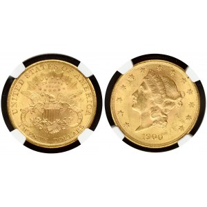 USA 20 Dollars 1900 Philadelphia 'Liberty Head - Double Eagle' . with motto 'TWENTY DOLLARS'. Obverse...