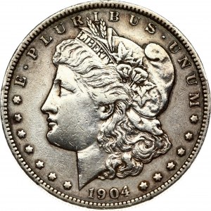 USA 1 Dollar 1904 'Morgan Dollar' Philadelphia. Obverse: Liberty head; facing left. Lettering: E·PLURIBUS·UNUM LIBERTY...