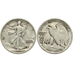 USA 1/2 Dollar 1917 D 'Walking Liberty Half Dollar' Denver. Obverse: Liberty walking to left; date below. Reverse...