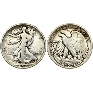 USA 1/2 Dollar 1917 S 'Walking Liberty Half Dollar' San Francisco. Obverse: Liberty walking to left; date below...