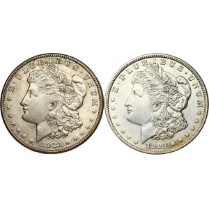 USA 1 Dollar 1921 & 1921S 'Morgan Dollar' Philadelphia & San Francisco. Obverse: Liberty head; facing left. Lettering...