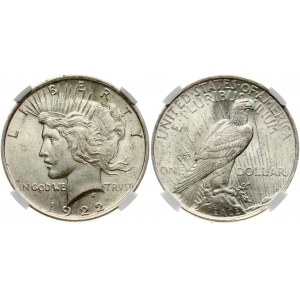 USA 1 Dollar 1922 'Peace Dollar' Philadelphia. Obverse: Capped head of Liberty left; headband with rays. Lettering...