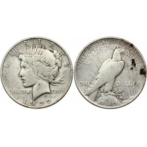 USA 1 Dollar 1922 'Peace Dollar' Philadelphia. Obverse: Capped head of Liberty left; headband with rays. Lettering...