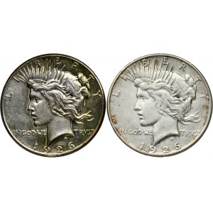USA 1 Dollar 1926 & 1926 S 'Peace Dollar' Philadelphia & San Francisco. Obverse: Capped head of Liberty left...