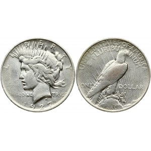 USA 1 Dollar 1927 D 'Peace Dollar' Denver. Obverse: Capped head of Liberty left; headband with rays. Lettering...