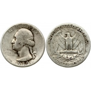USA 1/4 Dollar 1932 D 'Washington Silver Quarter' Denver. Obverse: The portrait of George Washington...