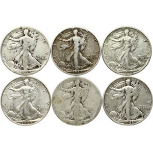 USA 1/2 Dollar (1939-1946) 'Walking Liberty Half Dollar' Philadelphia; Denver. Obverse: Liberty walking to left...