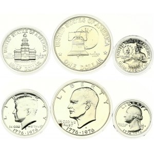 USA 1/4 Dollar - 1 Dollar 1976 Bicentennial Silver Issue SET. 'Washington Quarter';'Kennedy Half Dollar';...