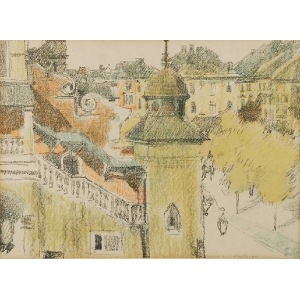 Józef CZAJKOWSKI (1872-1947), Fragment Rynku w Krakowie, 1911