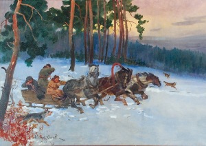 Wojciech KOSSAK (1856-1942), Napad wilków, 1933