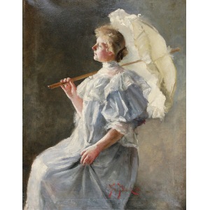 F. BLOCH, XIX/XX w., Dziewczyna z parasolką