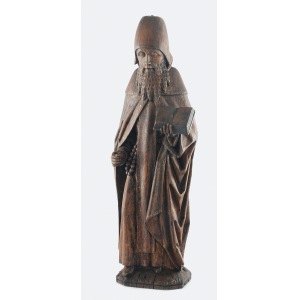 Figura mnicha z księgą; rzeźba przyścienna