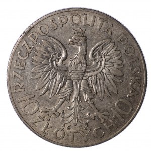 Głowa kobiety, 10 złotych 1933