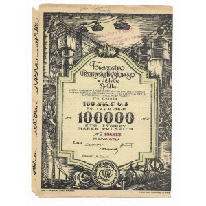 Towarzystwo Przemysłu Węglowego w Polsce Sp. Akc., 4th issue, 100 shares at 1000 Mk.P. 100,000 Polish marks