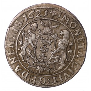 Zygmunt II Waza, ort 1621, Gdańsk; kropka i krzyżyk w formie czterech kropek kończy napis