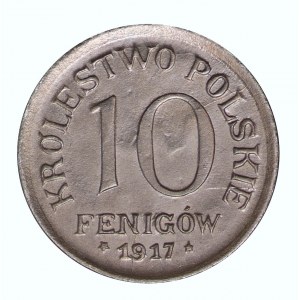 10 fenigów 1917 F, Stuttgart - piękne