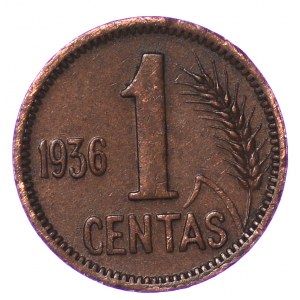 Litwa, 1 centas 1936