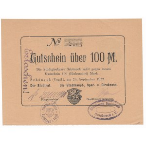 100 Mark 1922 Skarszewy (Schöneck) - rzadkie