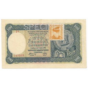 Słowacja, 100 Kronen 1940, seria J1 - SPECIMEN