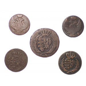 zestaw, 5 sztuk (1 grosz 1811,1814, 1839, 1840 i 3 grosze 1812)