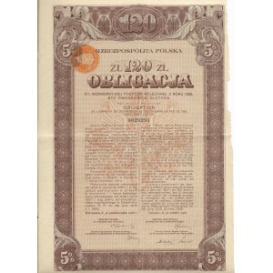 Obligacja Konwersyjna Pożyczki Kolejowej - 120 złotych 1926